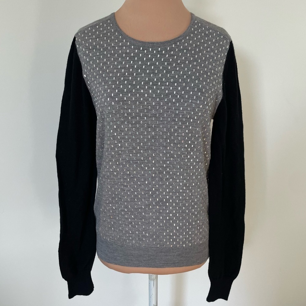 By Malene Birger Crystal Embellished Wool Color Block Hagita Sweater EUC Size S